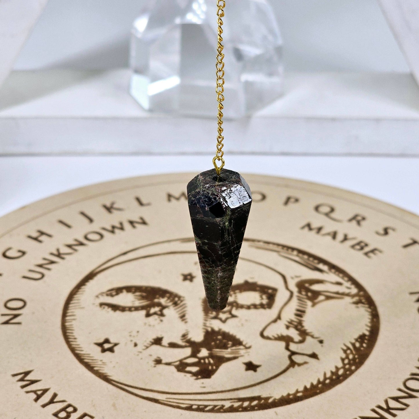 Garnet Crystal Pendulum with Gold Plated Bail and Chain