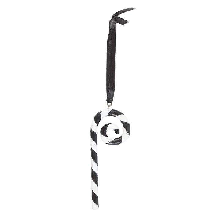 Black and White Candy Cane Gothic Christmas Ornament