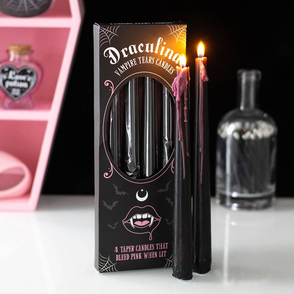 Pink Draculina Vampire Tears Tapered Candle 4PC