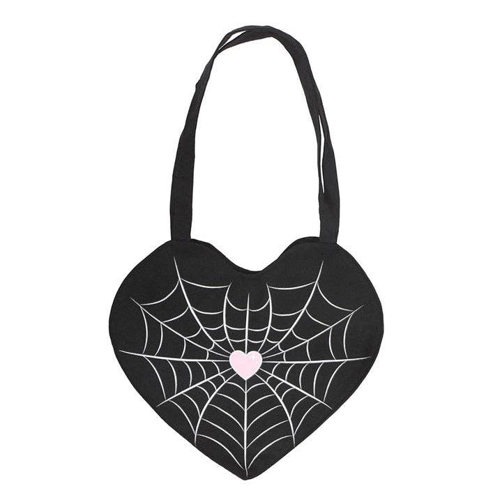 Gothic Spiderweb Heart Tote Bag