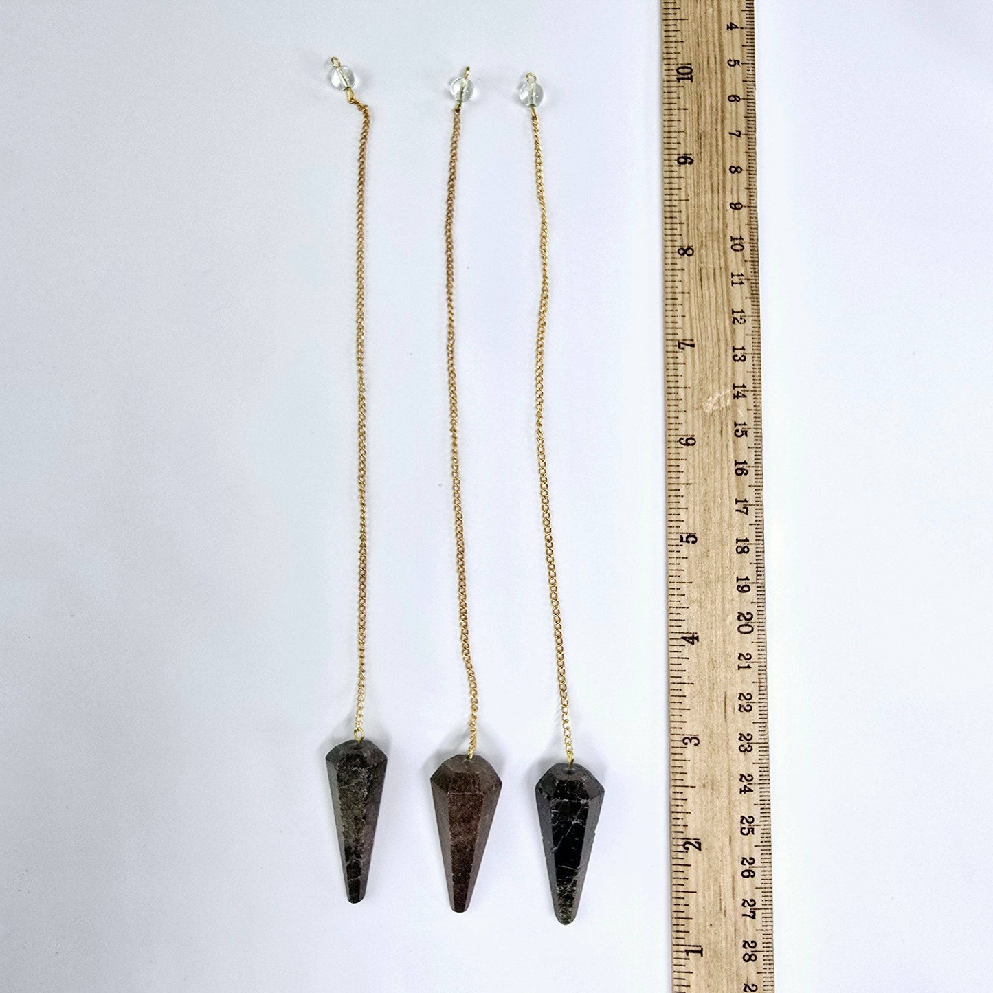 Garnet Crystal Pendulum with Gold Plated Bail and Chain