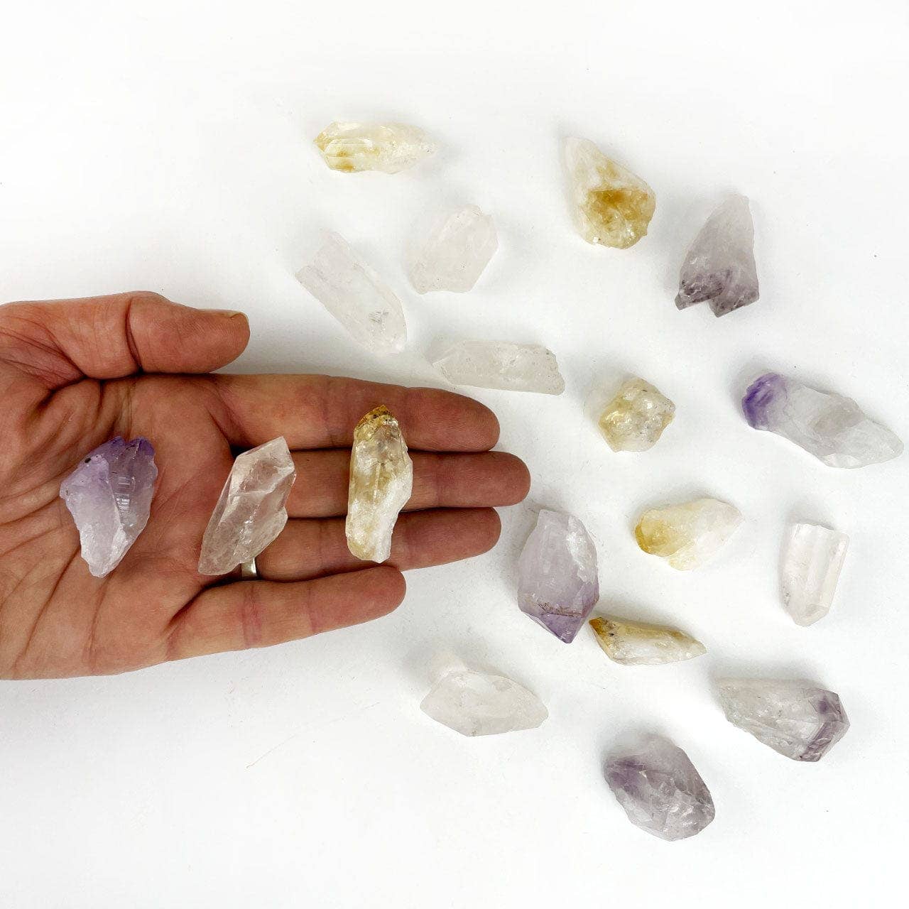 Crystal Triple Energy Set of Quartz, Amethyst & Citrine
