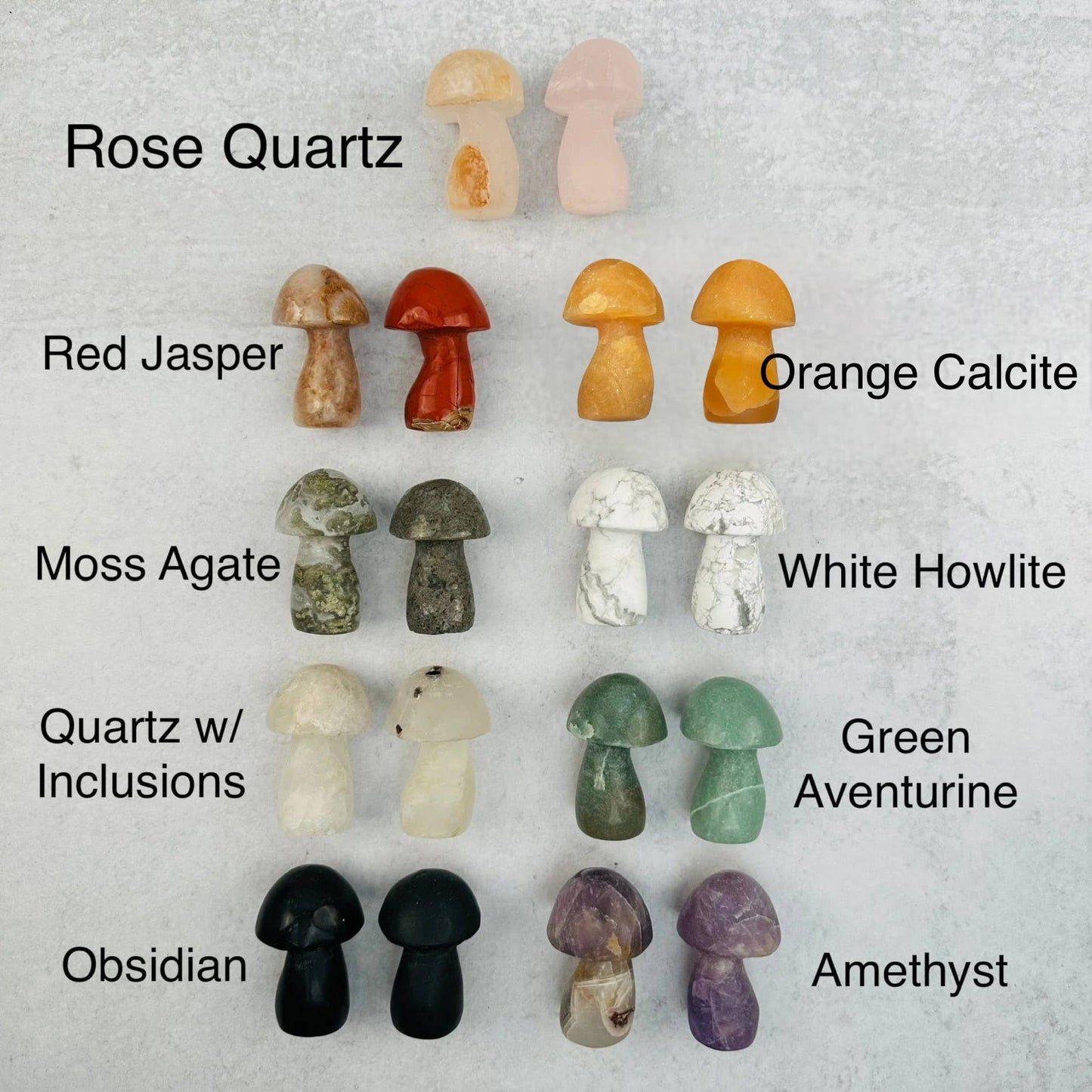 Crystal Gemstone Mushrooms Carving - You Choose Stone