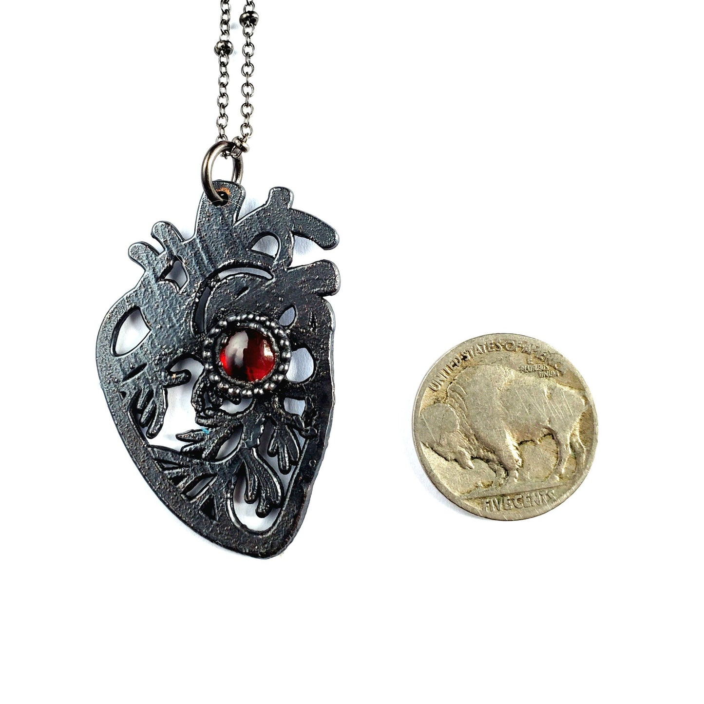 Garnet Sacred Heart Necklace
