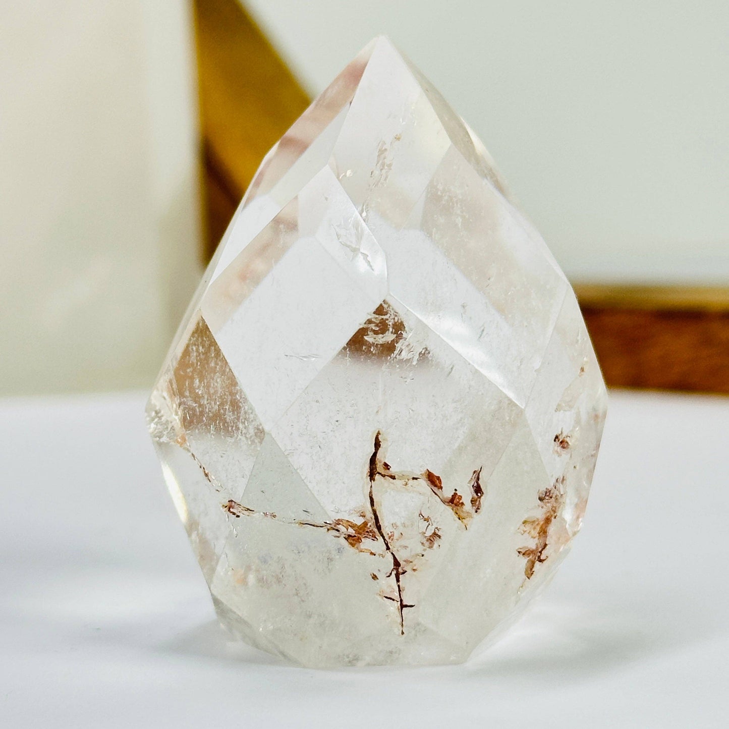 Crystal Quartz Lodalite Crystal Faceted Egg One-of-a-Kind #3
