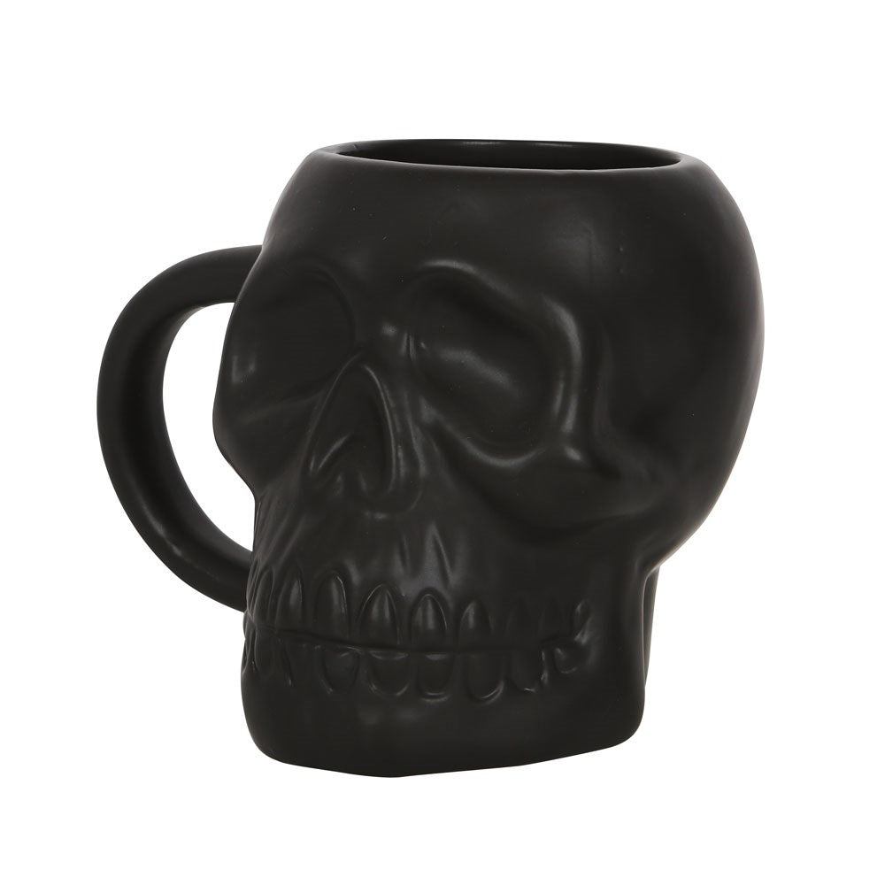 Matte Black Gothic Halloween Skull Mug image 3