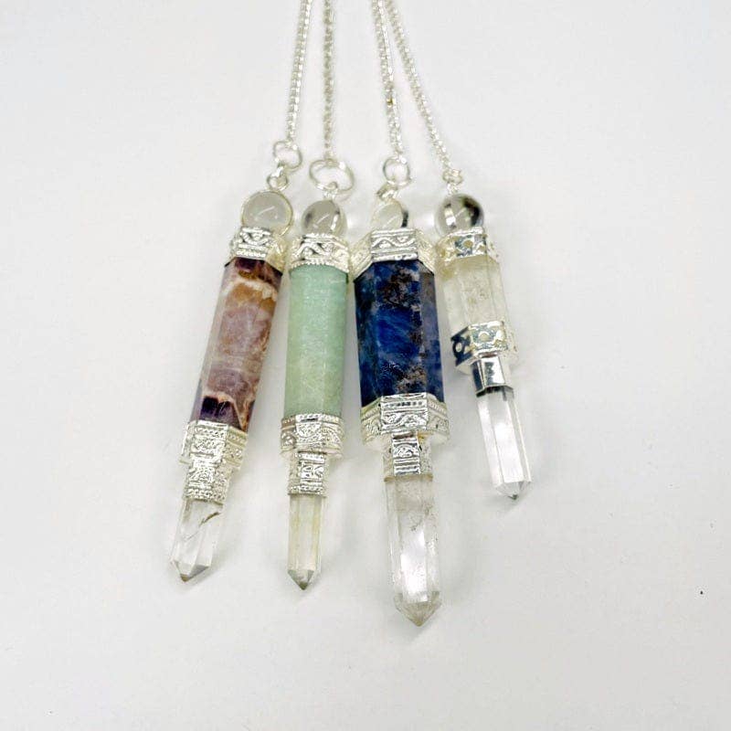 Crystal Quartz Point Pendulum with Silver toned Chain