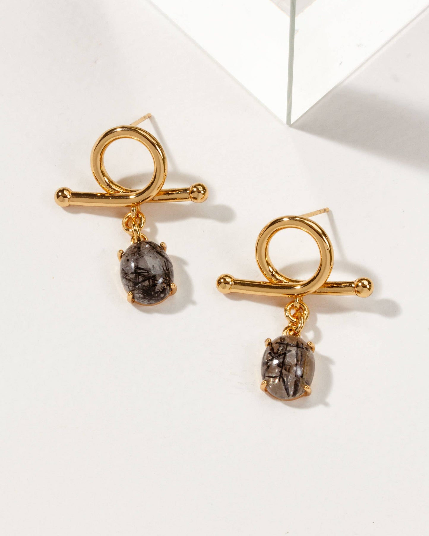 Embrace Me Post Earrings - Tourmalinated Quartz