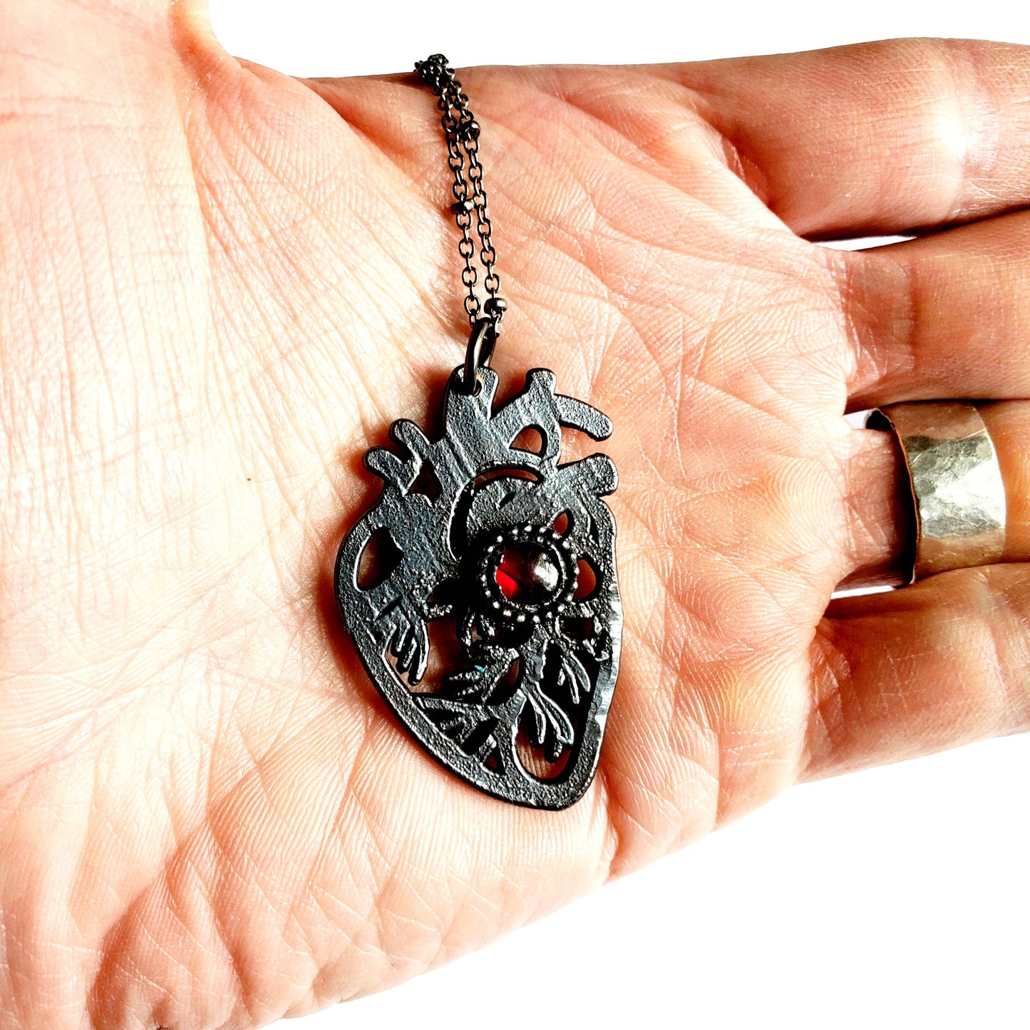 Garnet Sacred Heart Necklace