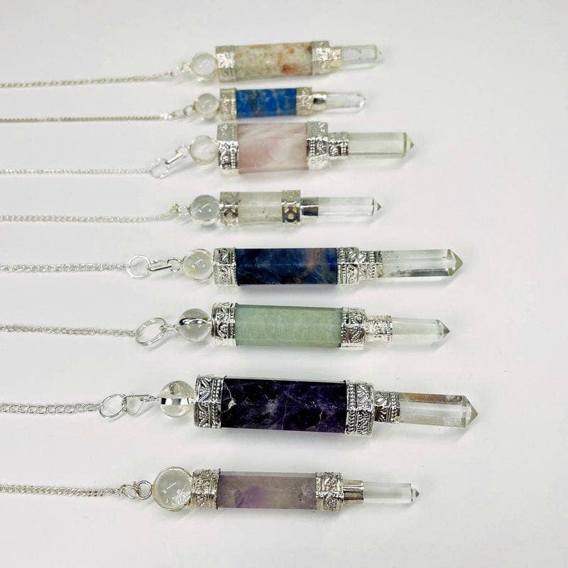 Crystal Quartz Point Pendulum with Silver toned Chain