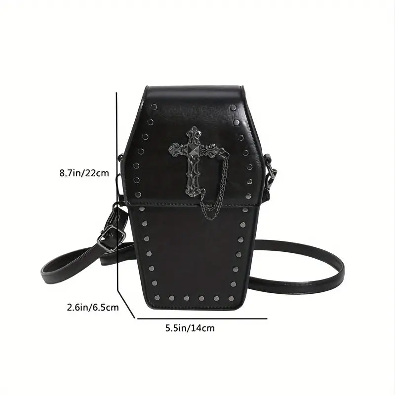 Pink Coffin Crossbody Bag with Cross Applique (AS IS)