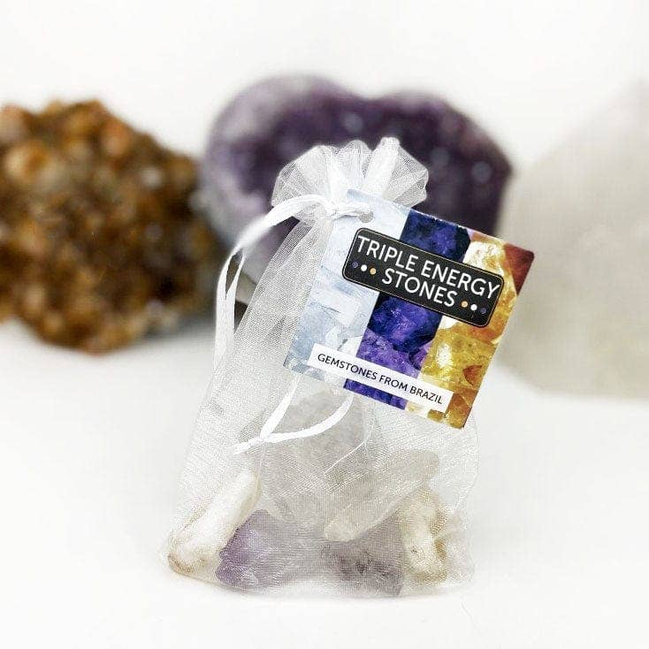 Crystal Triple Energy Set of Quartz, Amethyst & Citrine