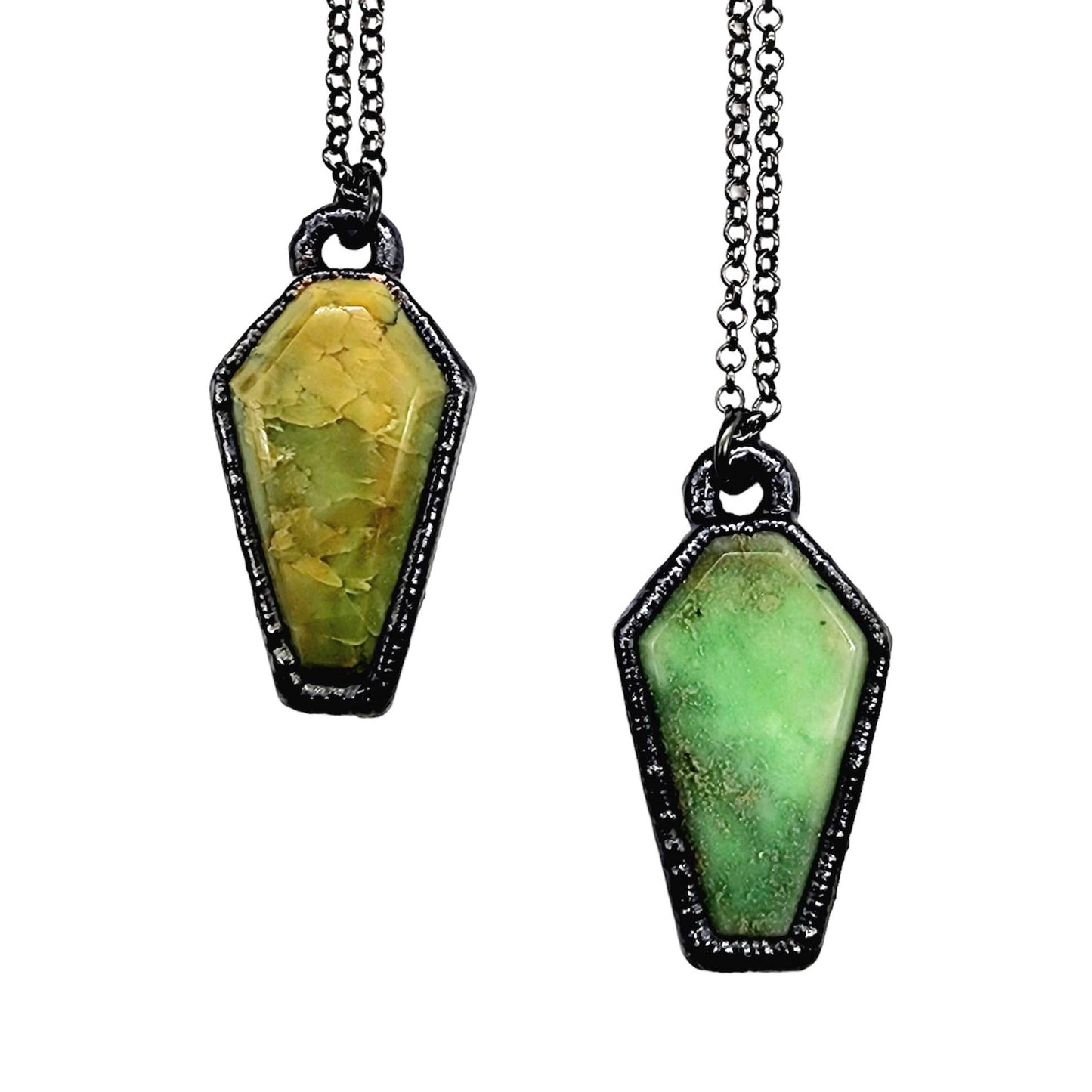 Apple Green Chrysoprase Coffin Necklace