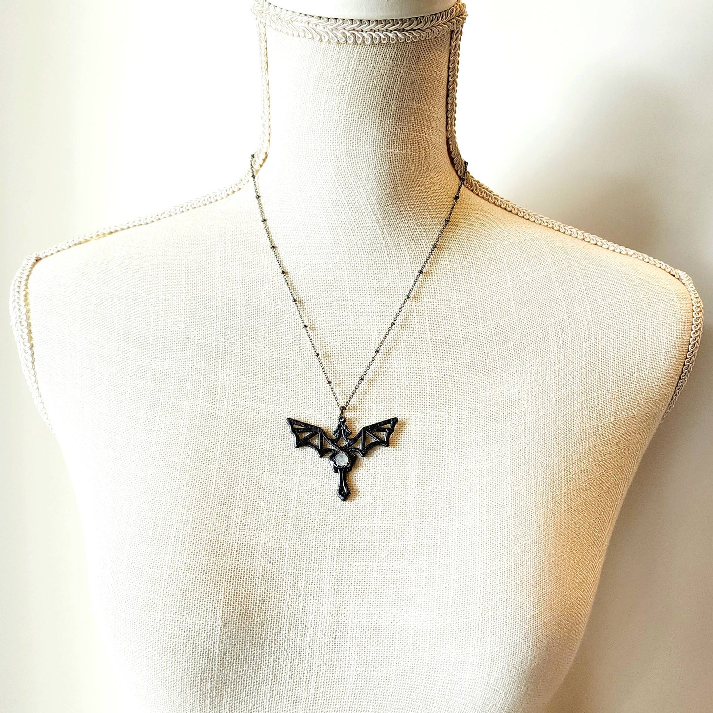 Faceted Rainbow Moonstone Dragon Pendant Necklace