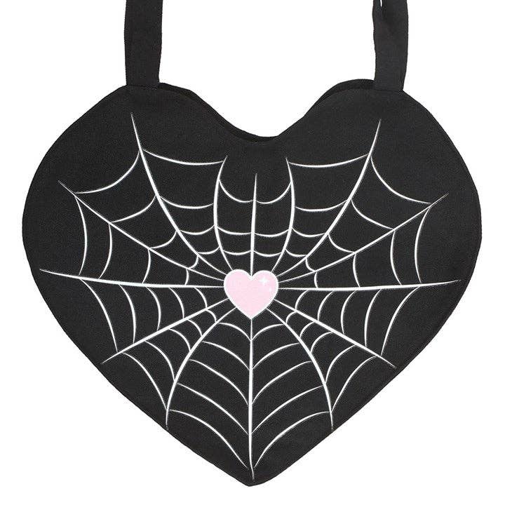 Gothic Spiderweb Heart Tote Bag