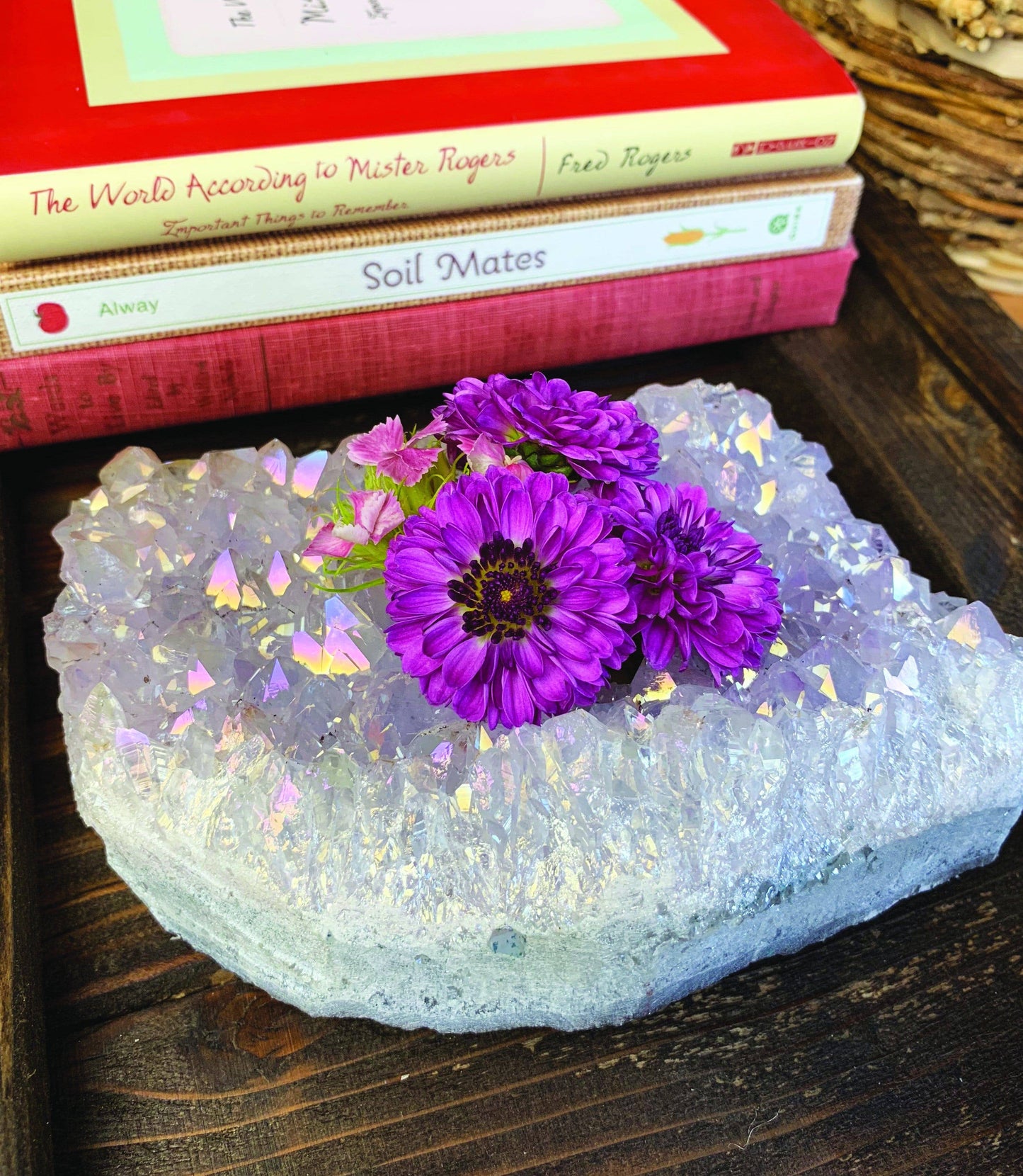 Crystal Titanium Amethyst Candle Holder Home Decor