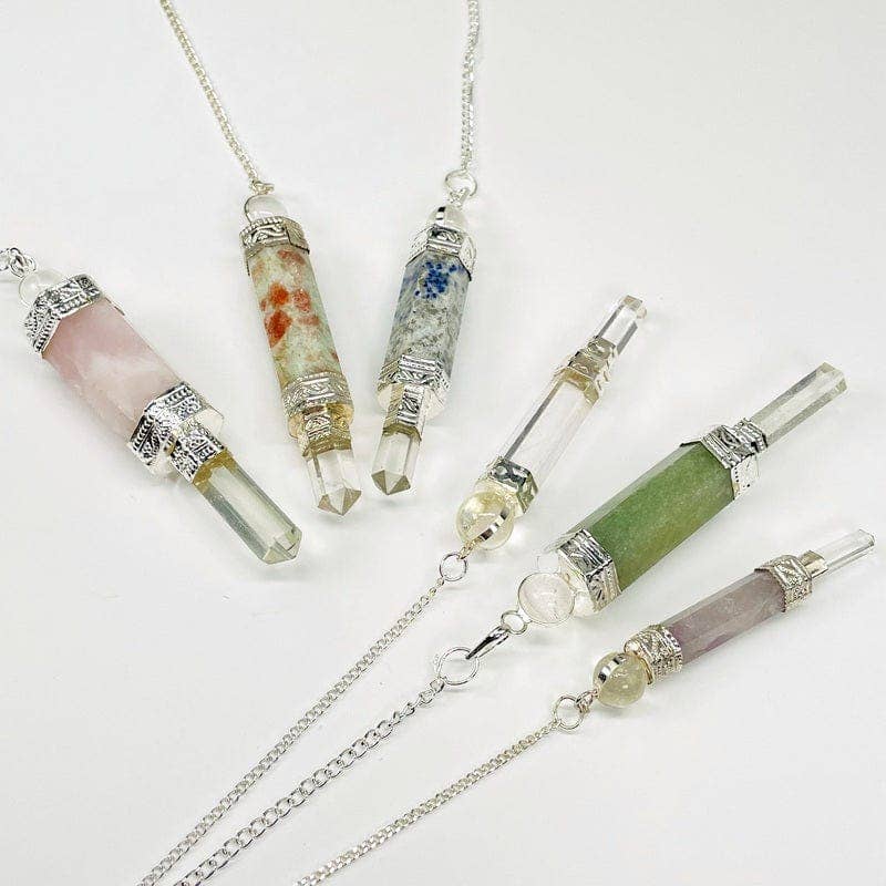 Crystal Quartz Point Pendulum with Silver toned Chain
