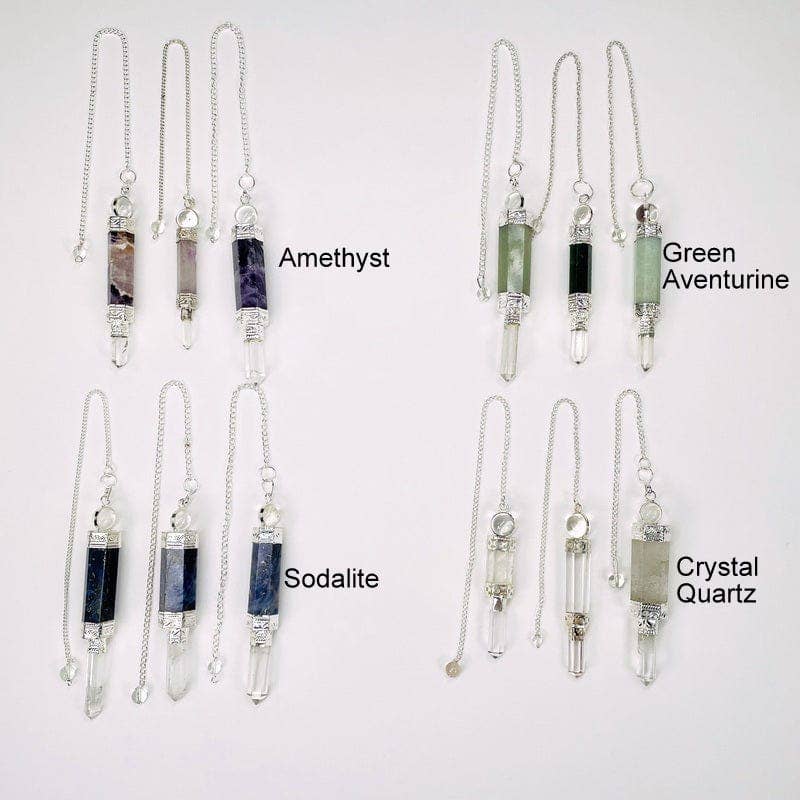 Crystal Quartz Point Pendulum with Silver toned Chain