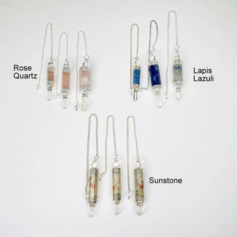 Crystal Quartz Point Pendulum with Silver toned Chain