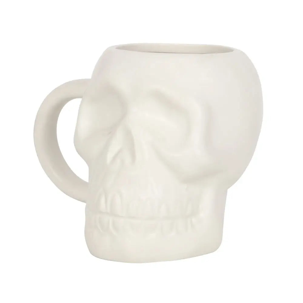 Matte White Gothic Halloween Skull Mug image 1