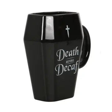 Gothic Halloween Death Before Decaf Coffin Mug image 2