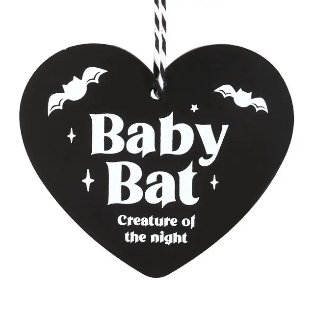 Baby Bat Gothic Hanging Heart Sign image 1