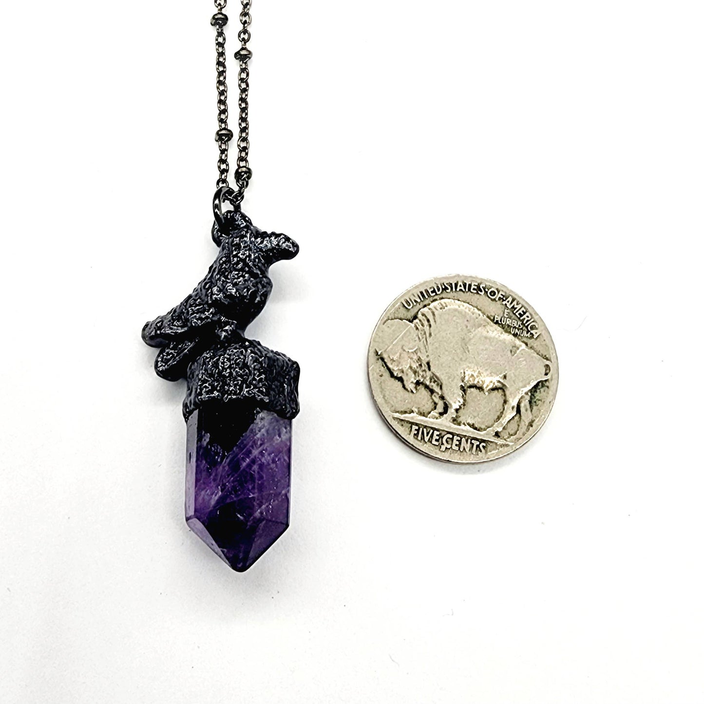 Crystal Crow Necklace - Amethyst