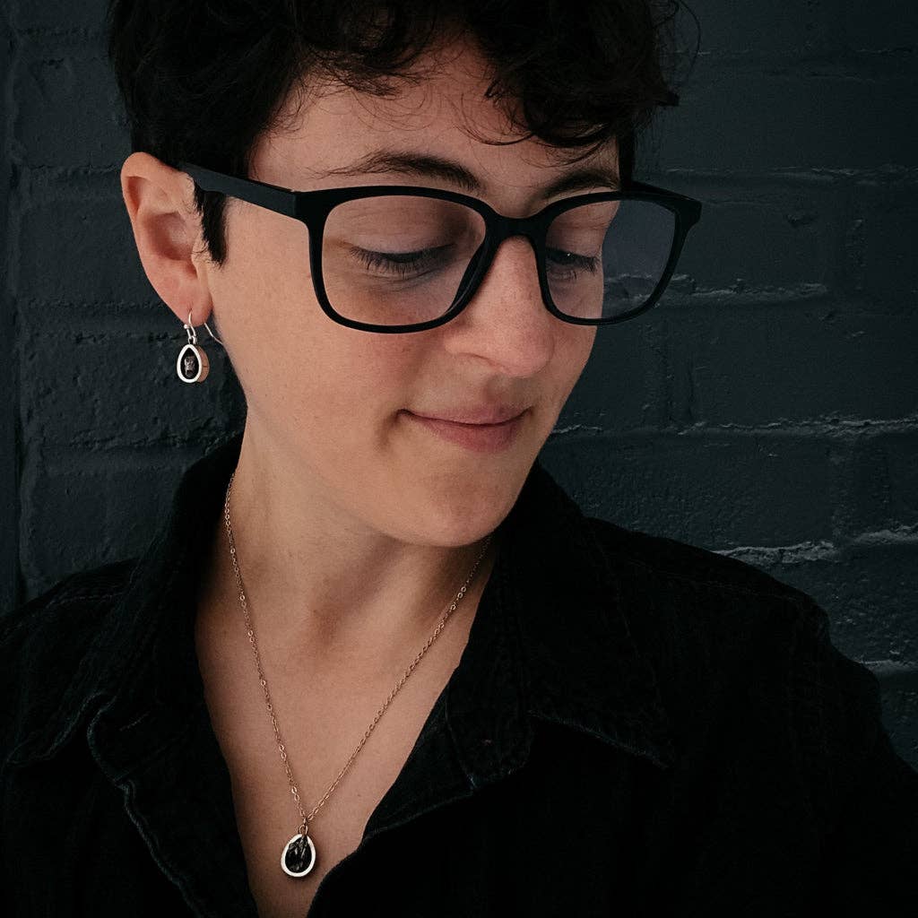 Small Chunky Teardrop Necklace with Authentic Meteorite