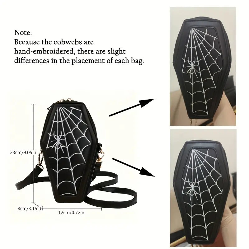 Spooky Gothic Coffin Bag with Enchanted Spider Web - 2 Designs