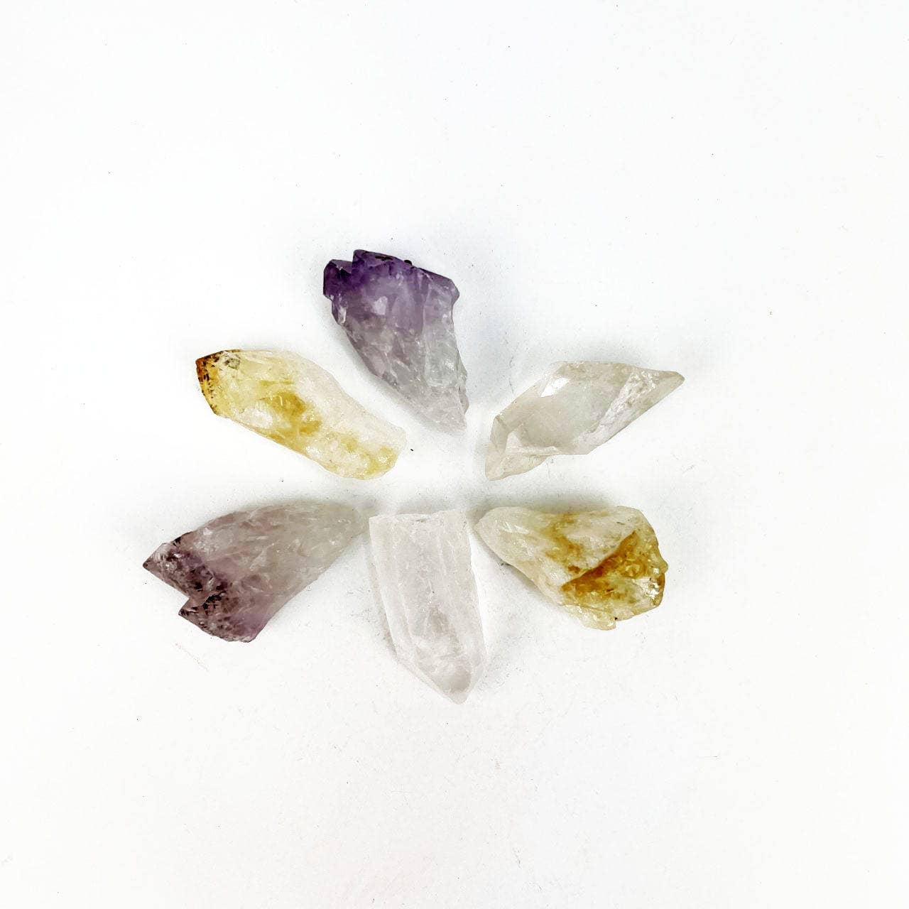 Crystal Triple Energy Set of Quartz, Amethyst & Citrine