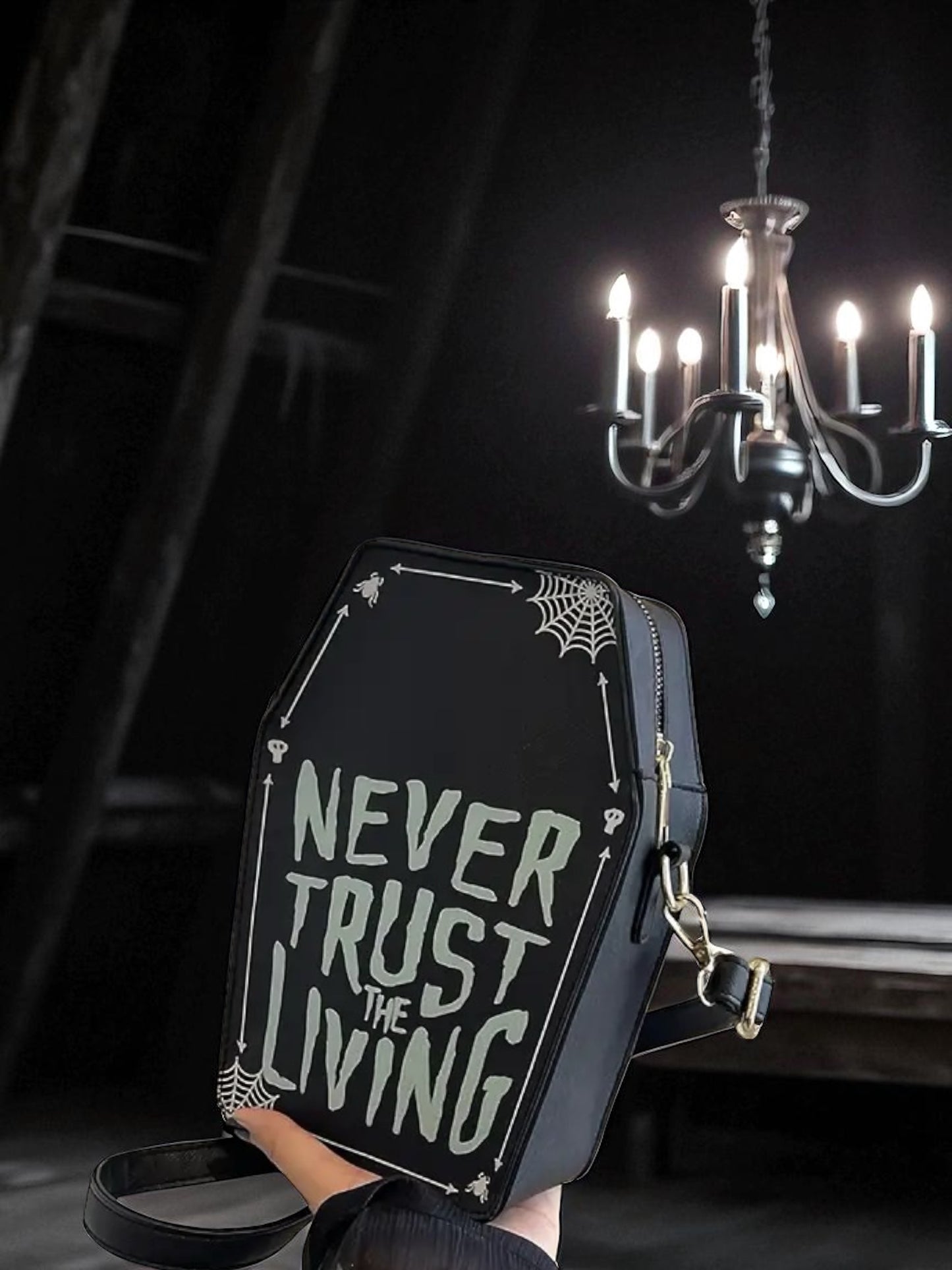 "NEVER TRUST THE LIVING" Mini Crossbody Bag