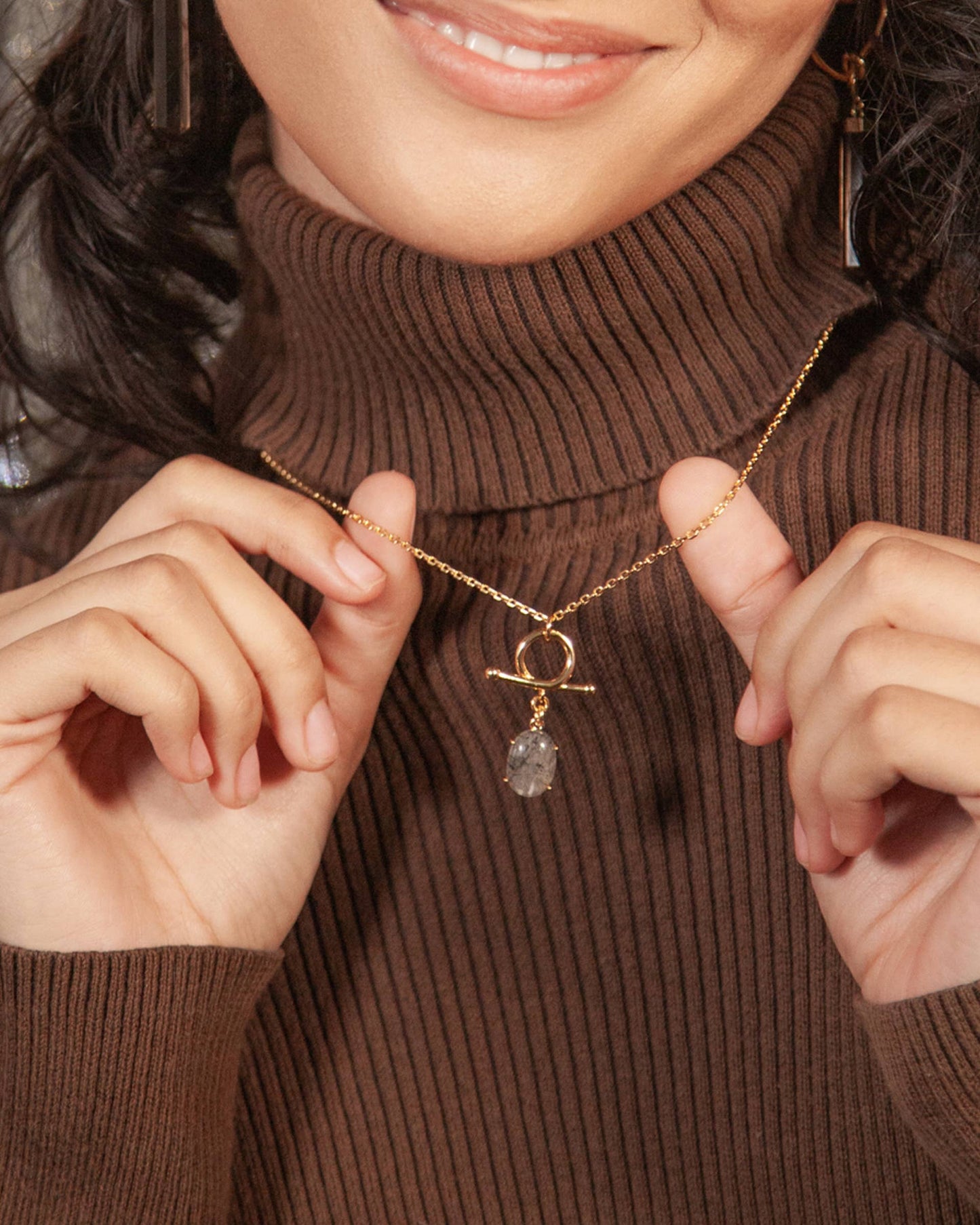 Embrace Me Long Necklace - Tourmalinated Quartz