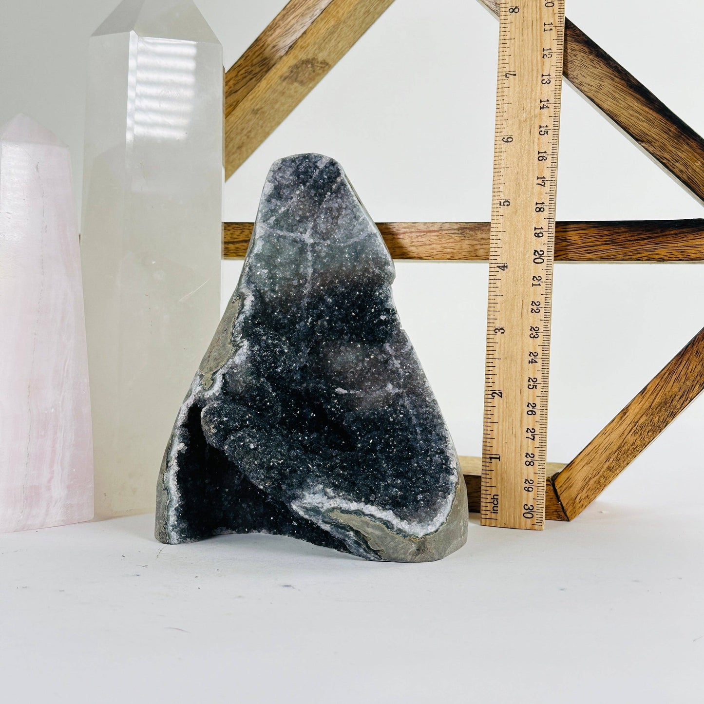 Black Amethyst Druzy Crystal Cut Base One-of-a-Kind