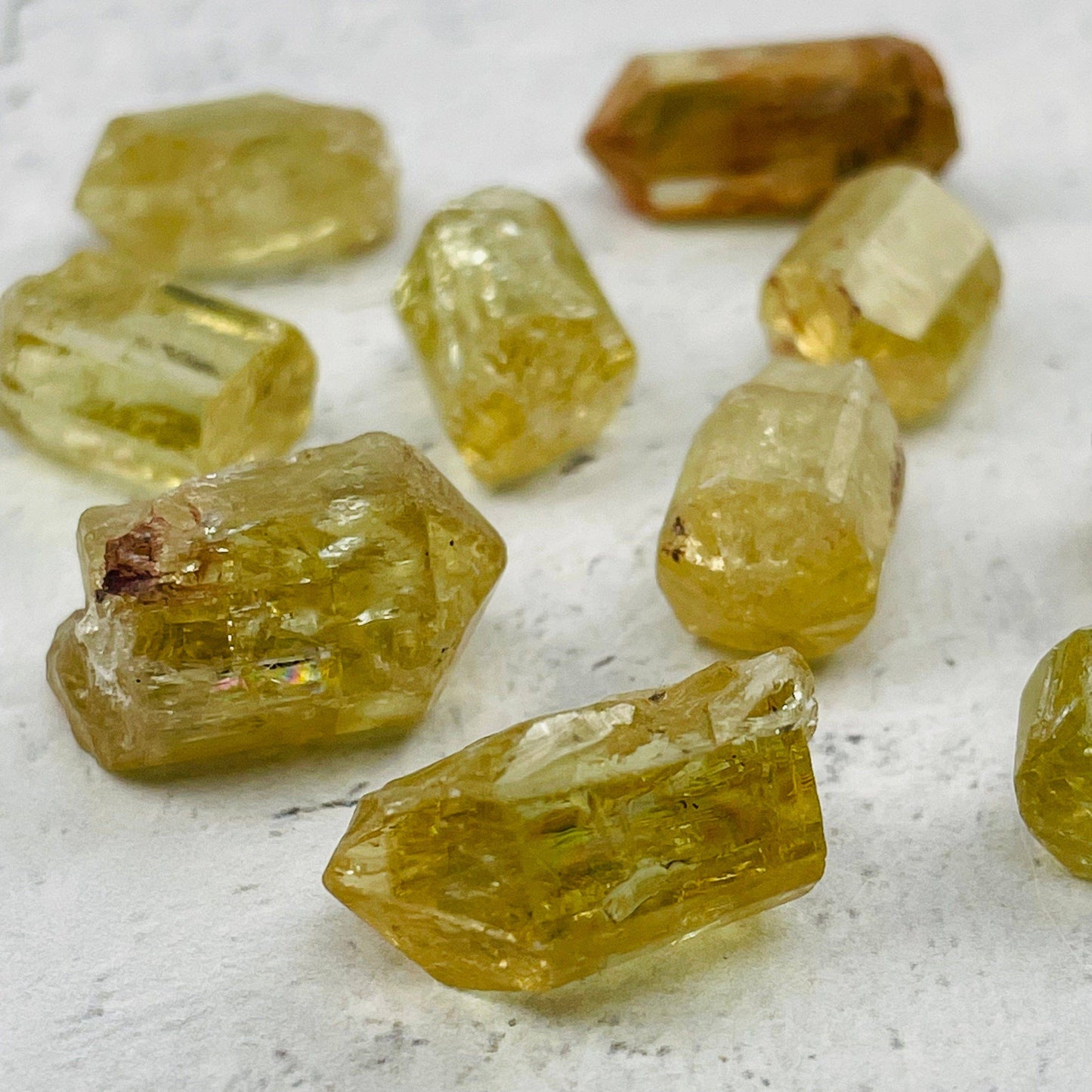 Yellow Apatite Rough Crystal Natural Mineral Points