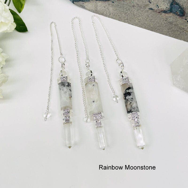 Crystal Quartz Point Pendulum with Silver toned Chain