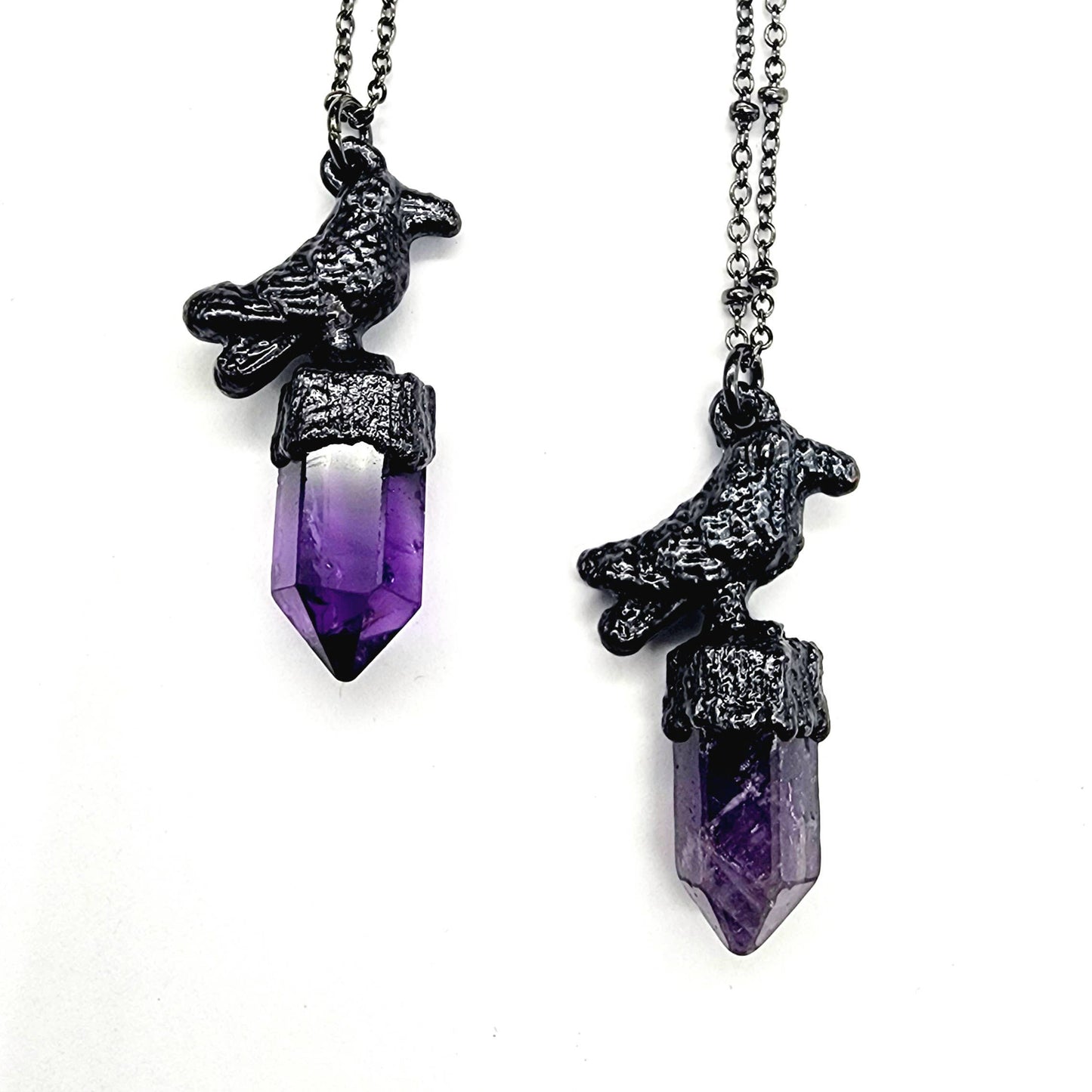 Crystal Crow Necklace - Amethyst