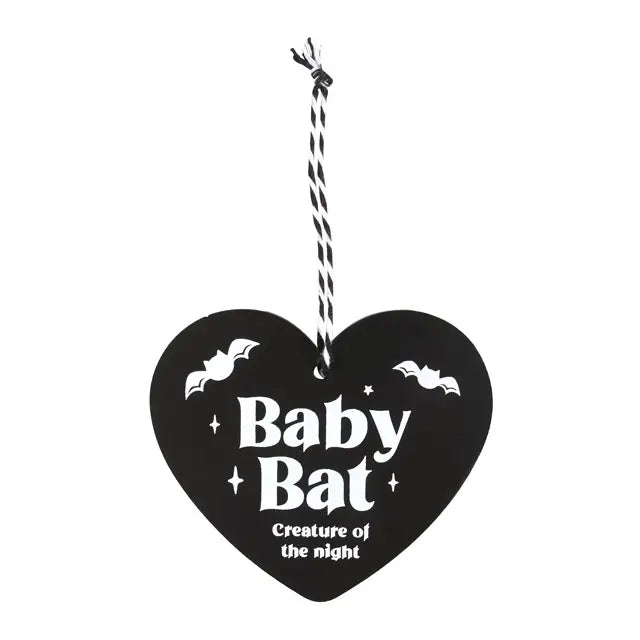 Baby Bat Gothic Hanging Heart Sign image 2