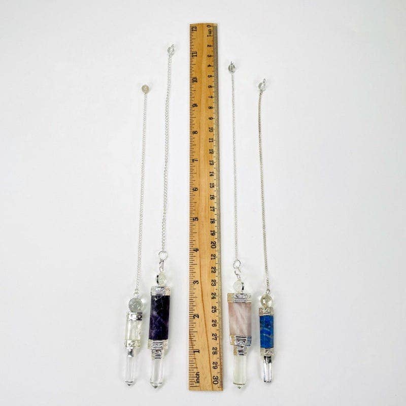 Crystal Quartz Point Pendulum with Silver toned Chain