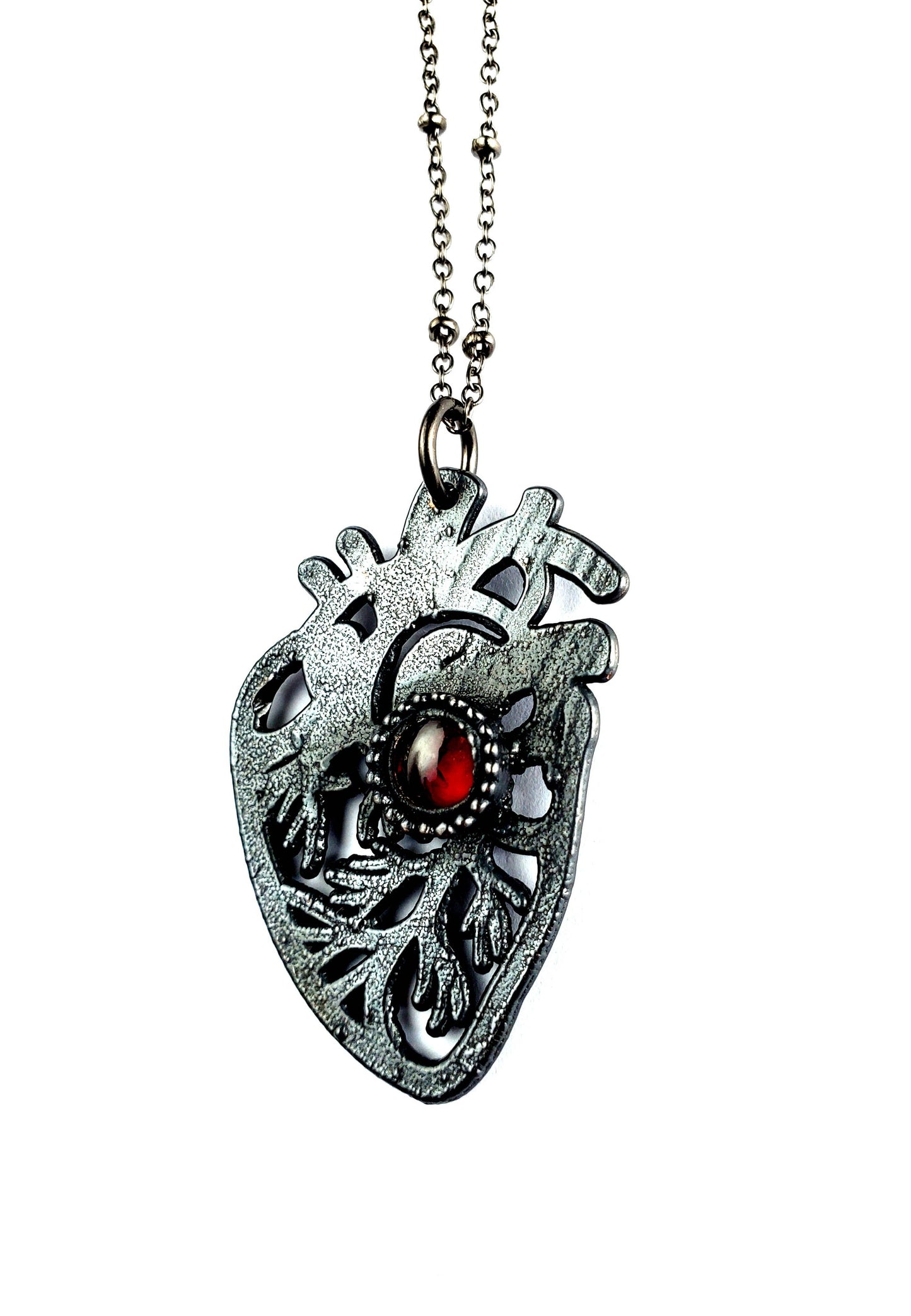 Garnet Sacred Heart Necklace