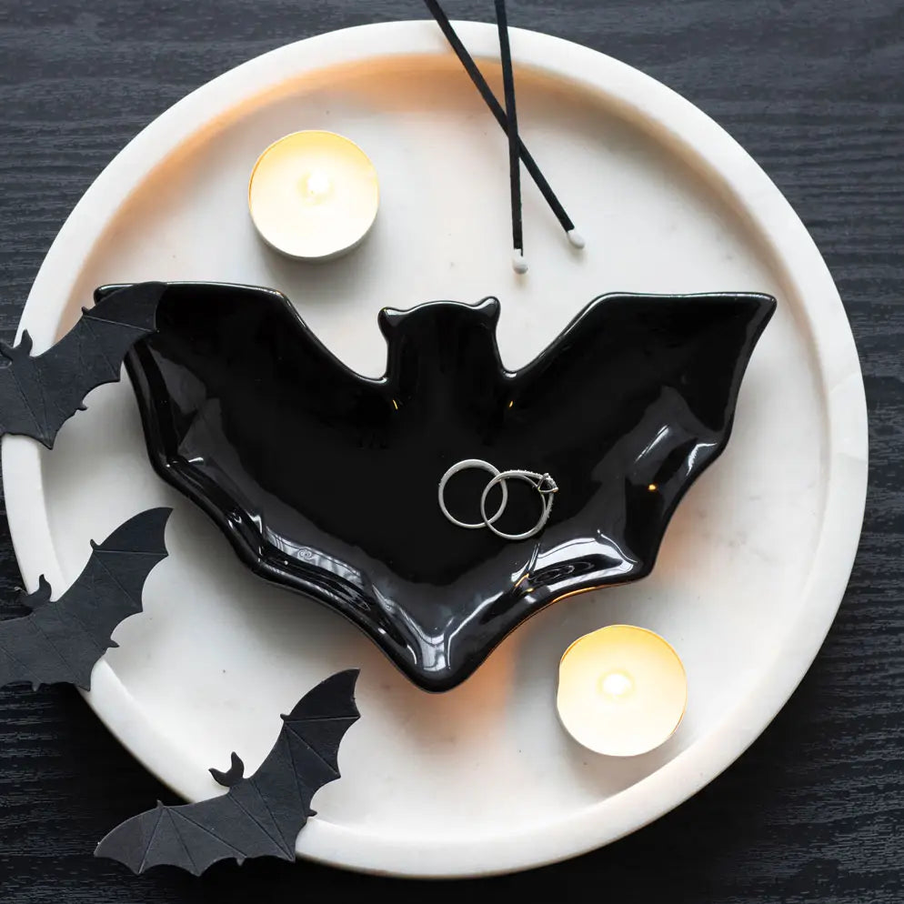 Gothic Halloween Black Bat Trinket Dish image 0