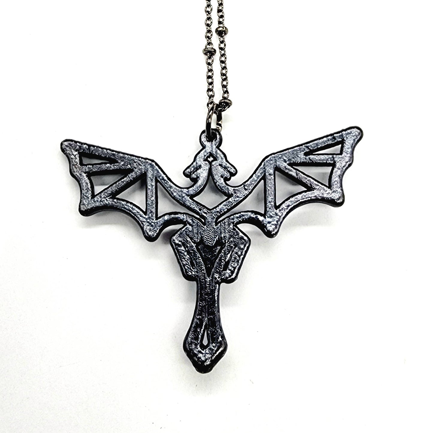 Faceted Rainbow Moonstone Dragon Pendant Necklace