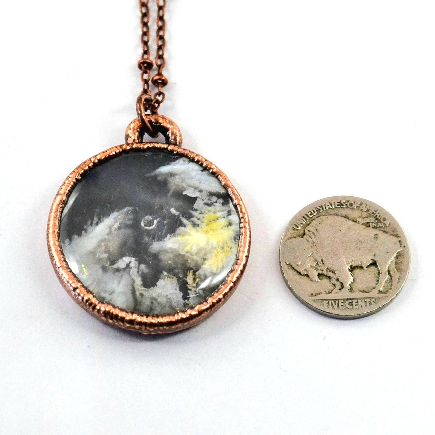 Dark Grey Sky Orb Necklace // Soldered Copper Chain