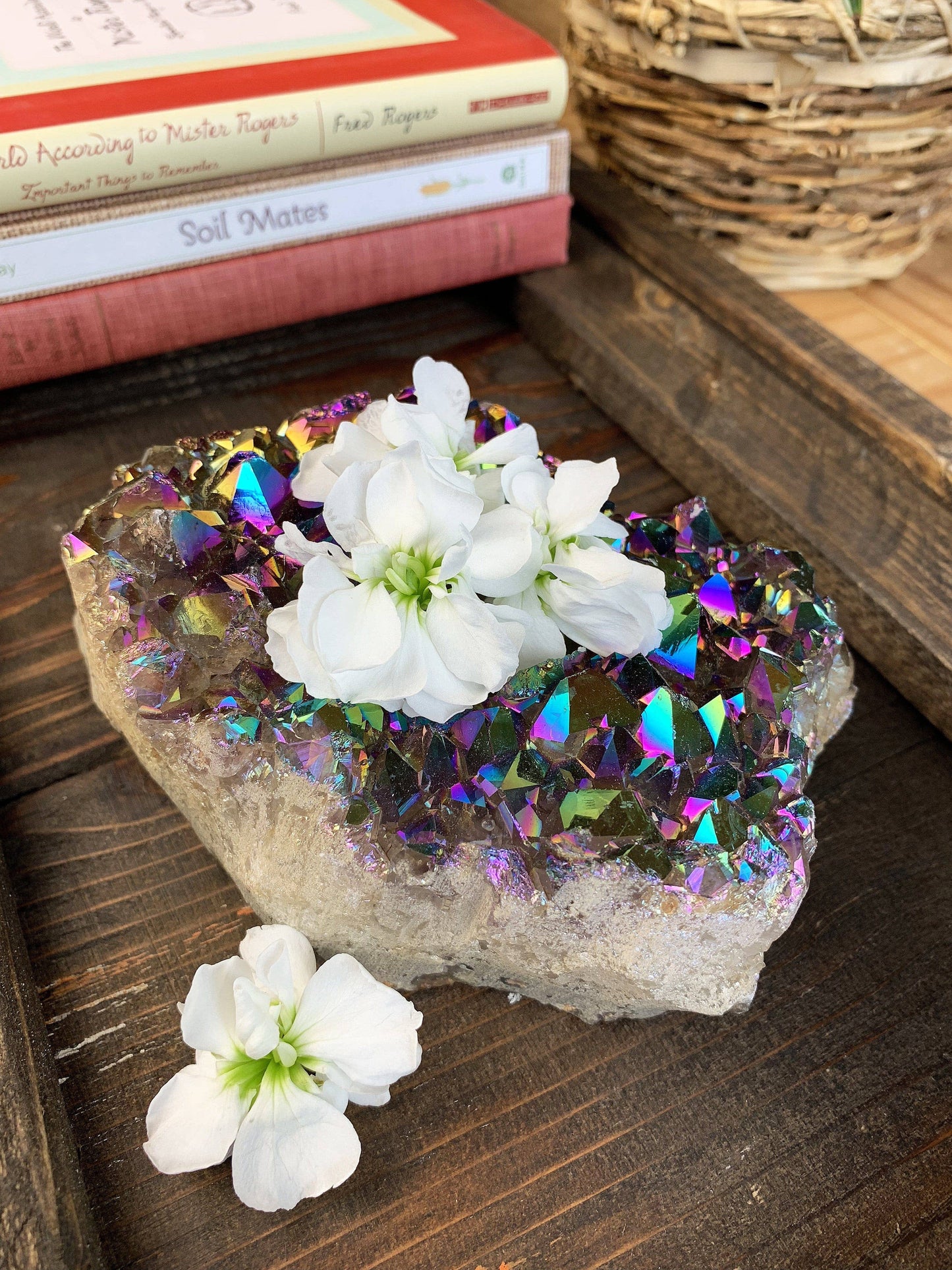 Crystal Titanium Amethyst Candle Holder Home Decor