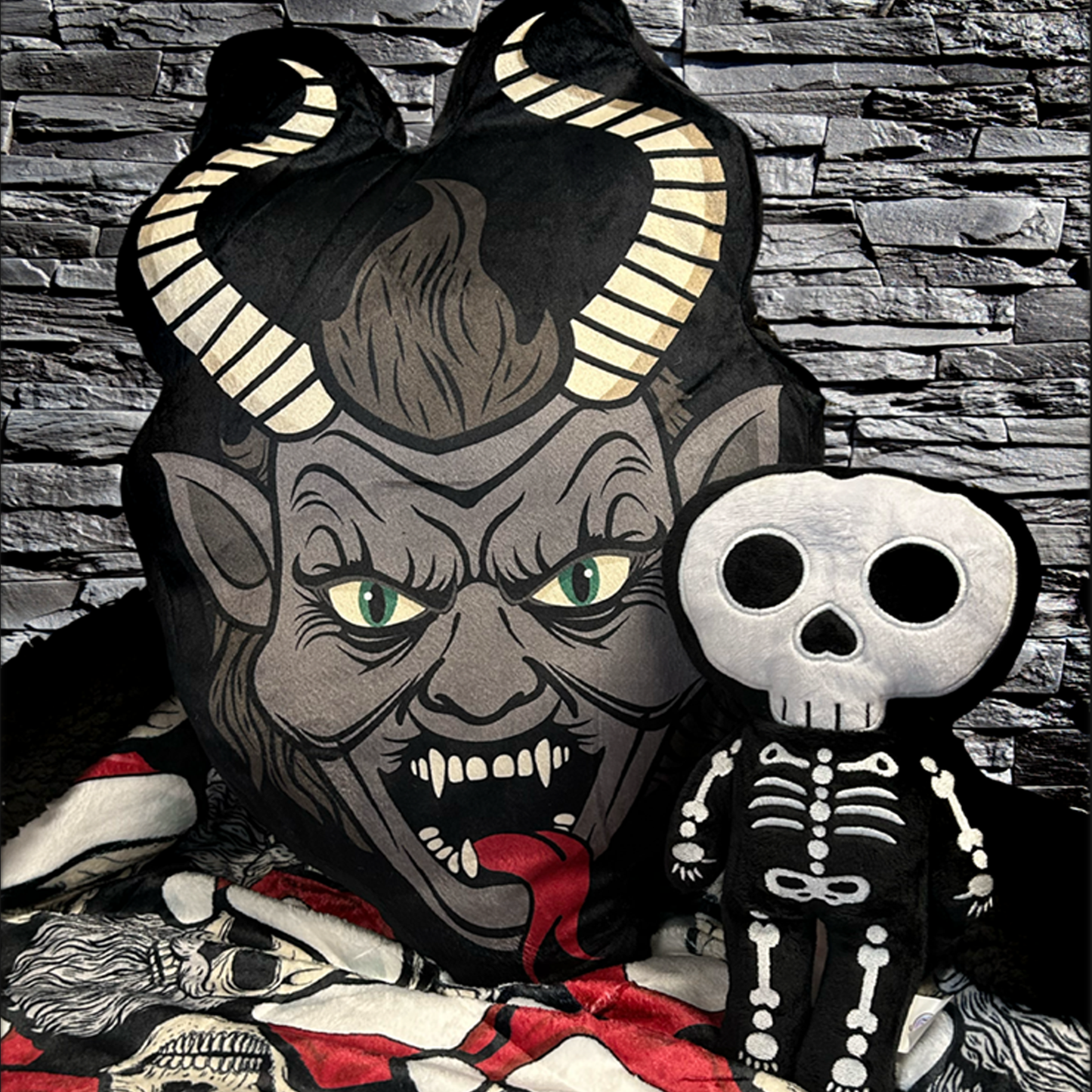 21" Creepmas Pillow, Halloween, Holiday Decor - Krampus