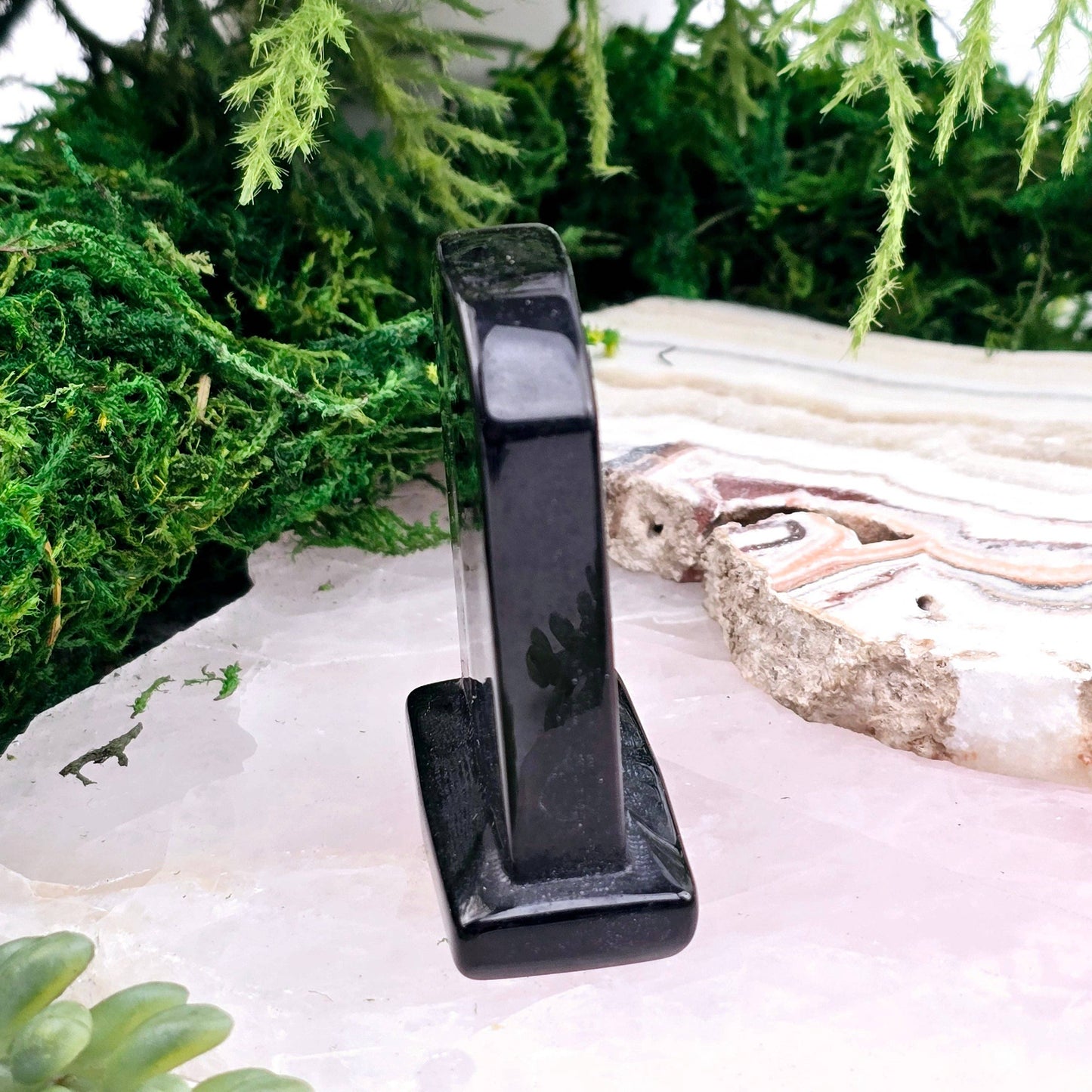 Black Obsidian Crystal Tombstone Halloween Decor