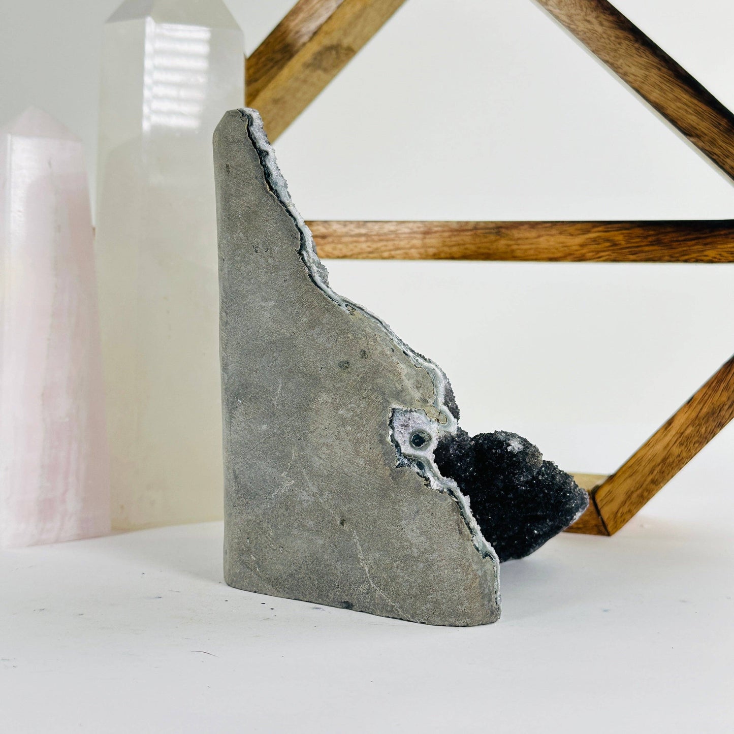 Black Amethyst Druzy Crystal Cut Base One-of-a-Kind
