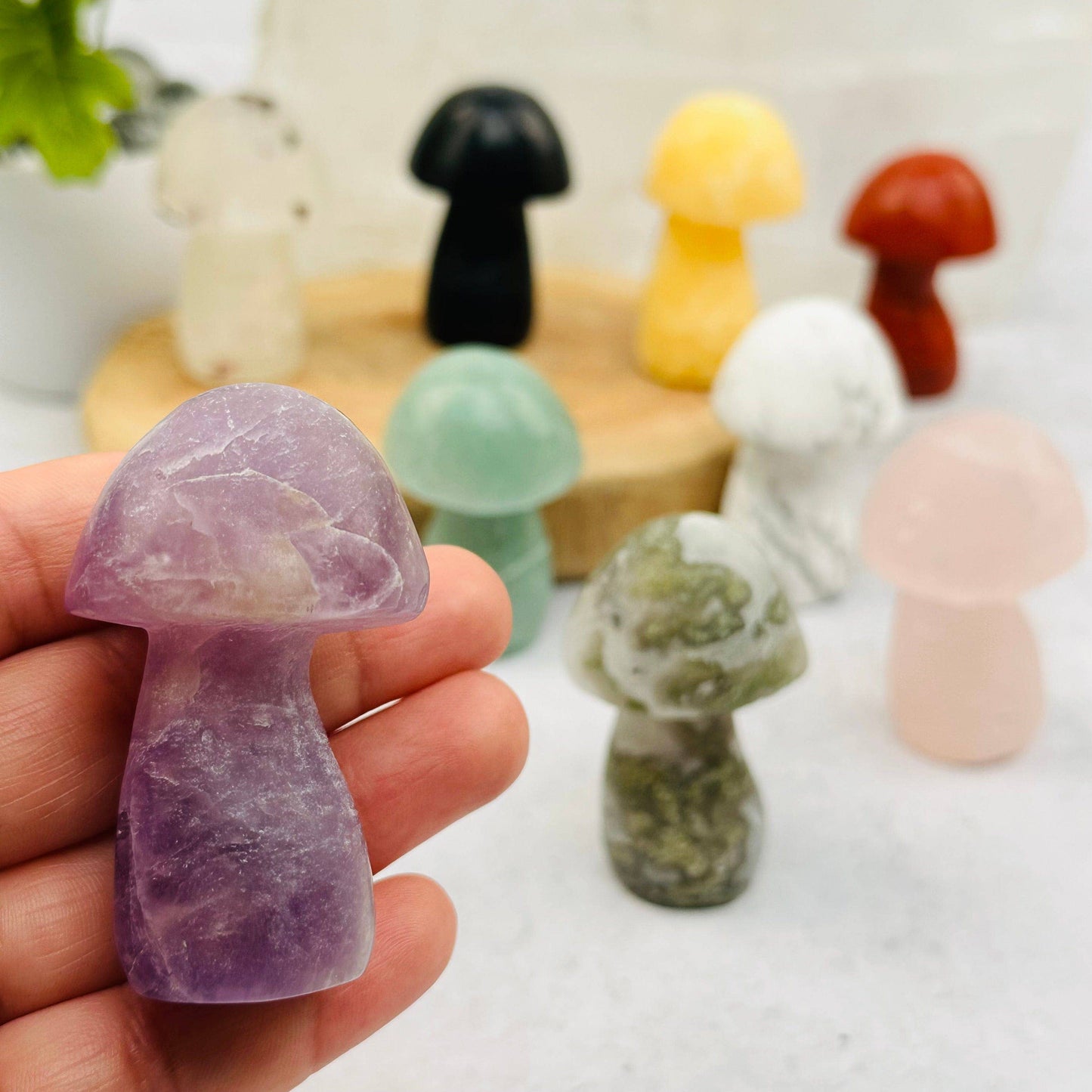 Crystal Gemstone Mushrooms Carving - You Choose Stone