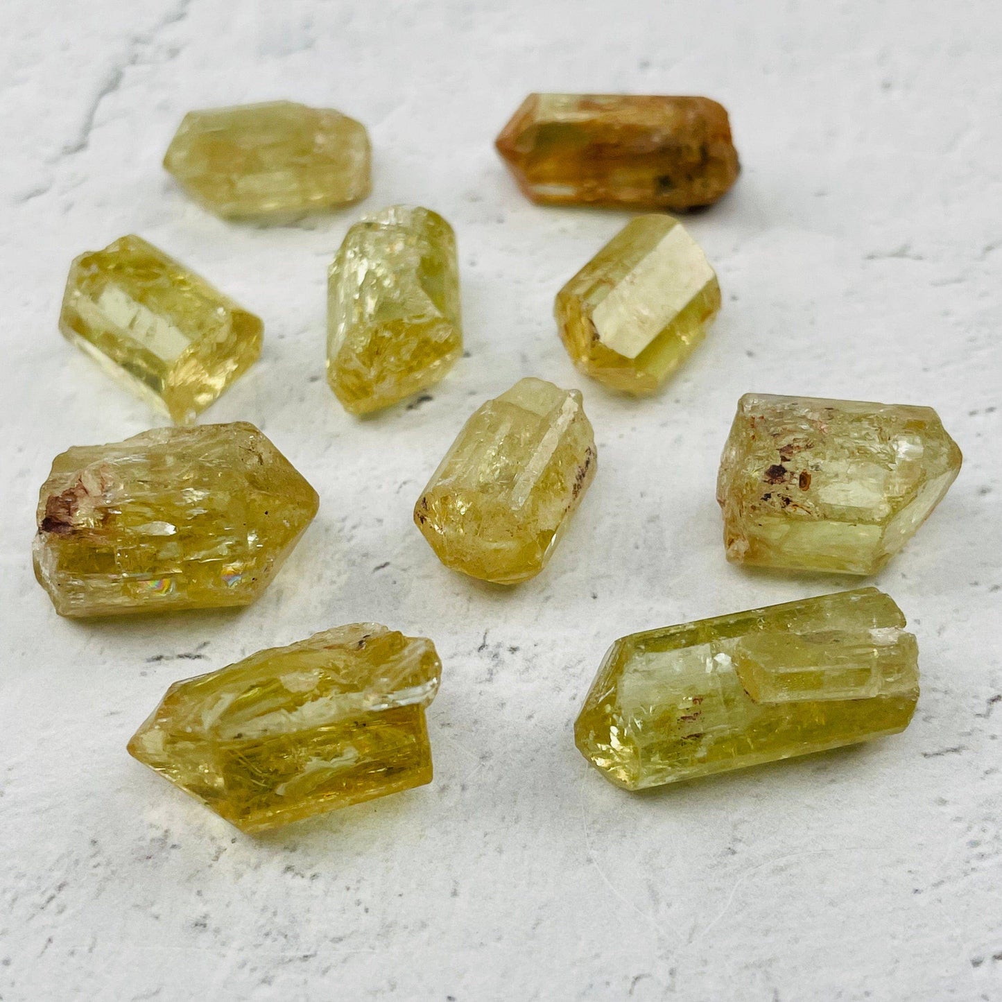 Yellow Apatite Rough Crystal Natural Mineral Points