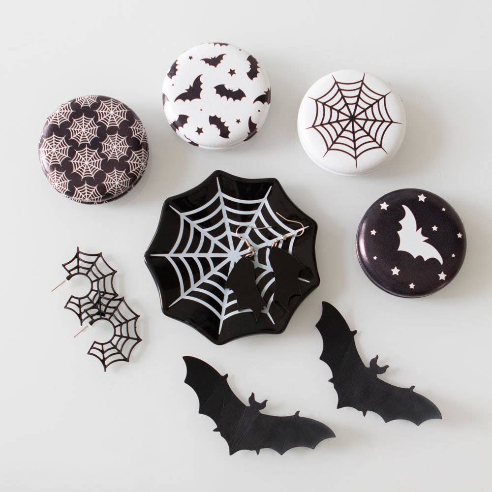 Set of 12 Gothic Bat and Spiderweb Compact Mirrors