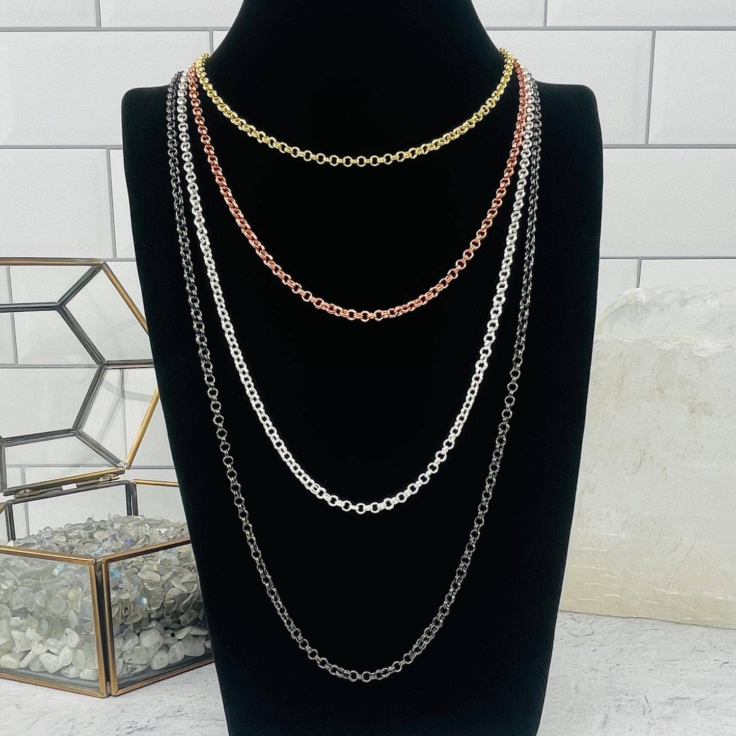 Crystal Double Chain Necklace - You Select Style